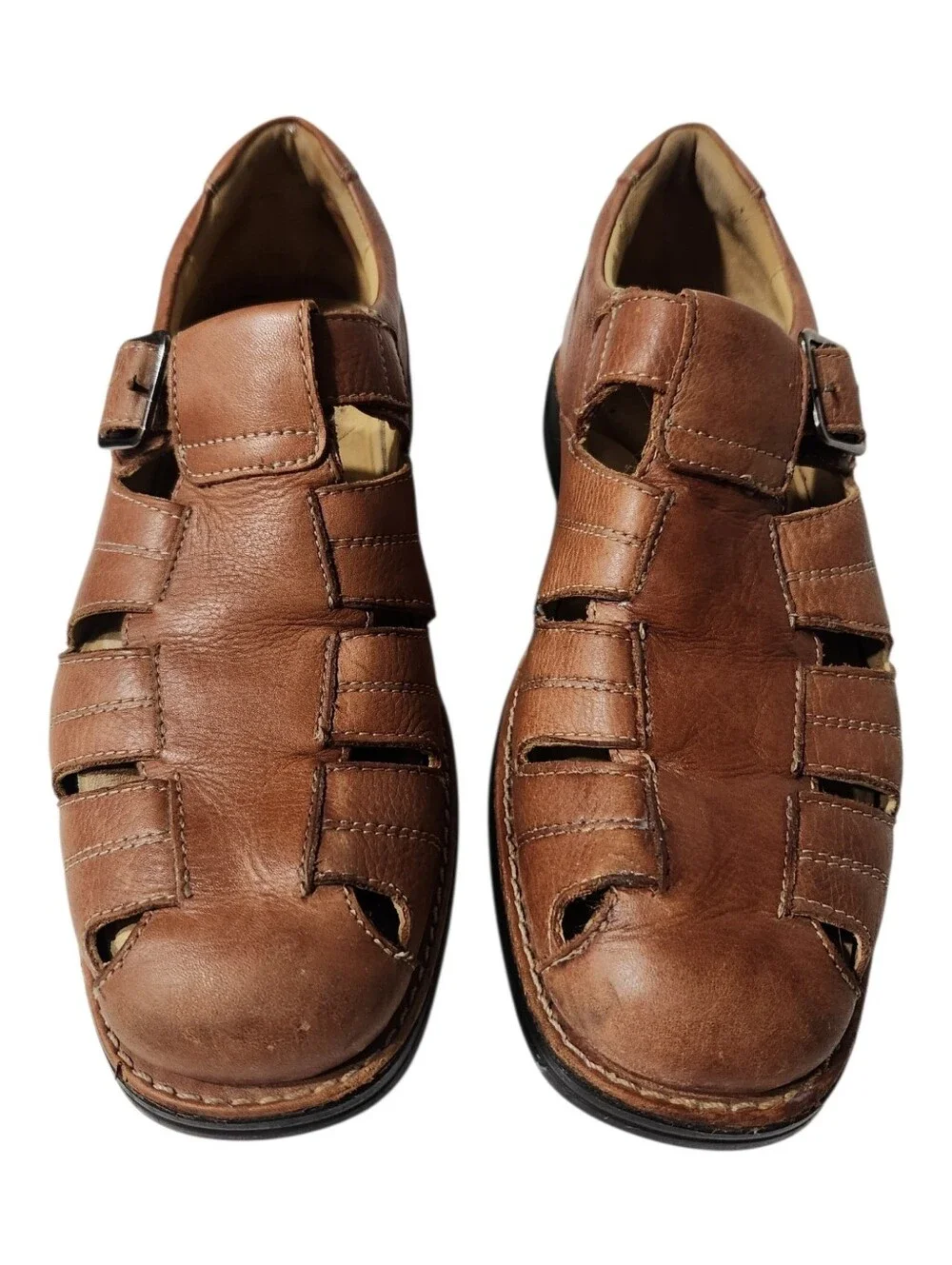 Johnston & Murphy Leather Fisherman Sandals with Buckle Tan Size 8.5